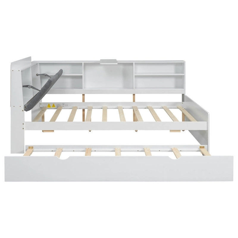 Estructura de diván de madera con almacenamiento, cama de plataforma moderna