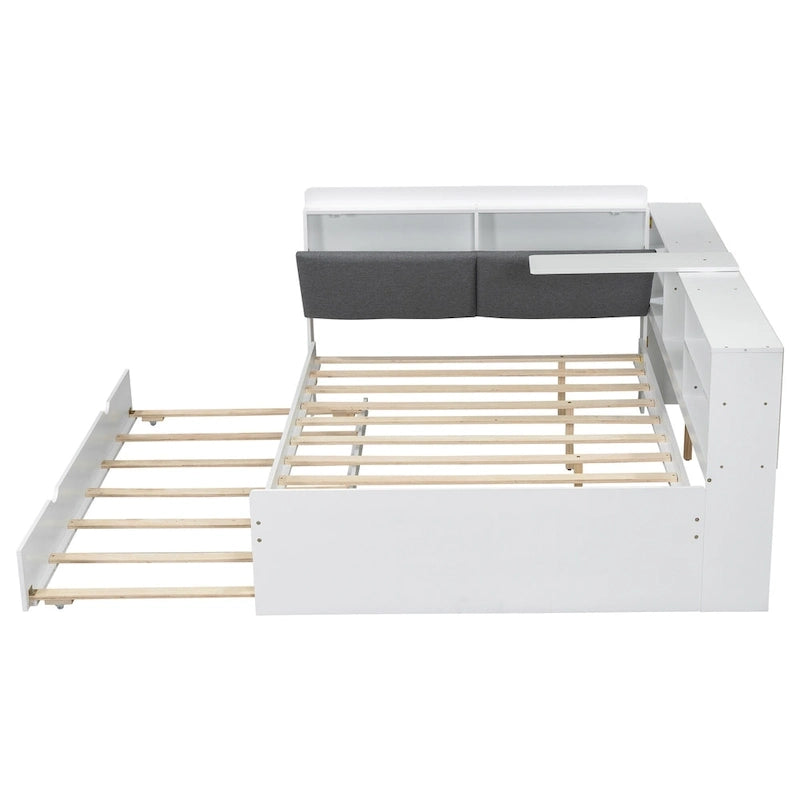 Estructura de diván de madera con almacenamiento, cama de plataforma moderna