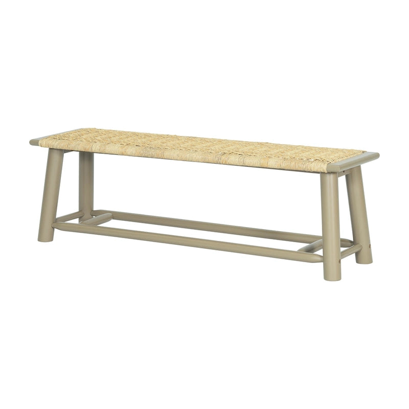 Moderner Bauernhausstil: Sitzbank aus Massivholz und Rattan - 59 Zoll, für den Innenbereich und überdachte Außenbereiche, Walnuss-Finish, vielseitiges Design