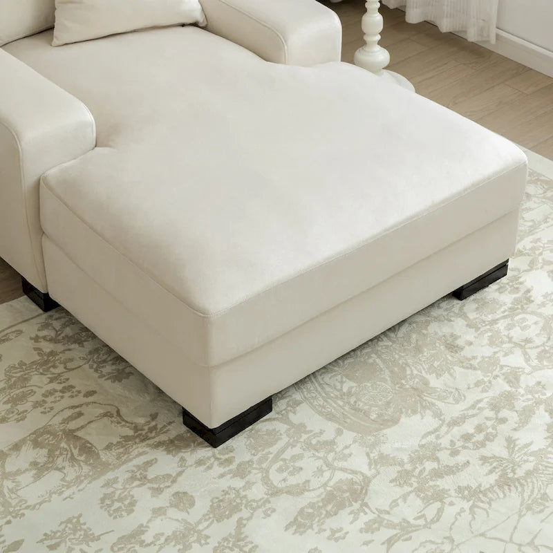Chaise longue tapizada moderna con brazos acolchados y patas de madera
