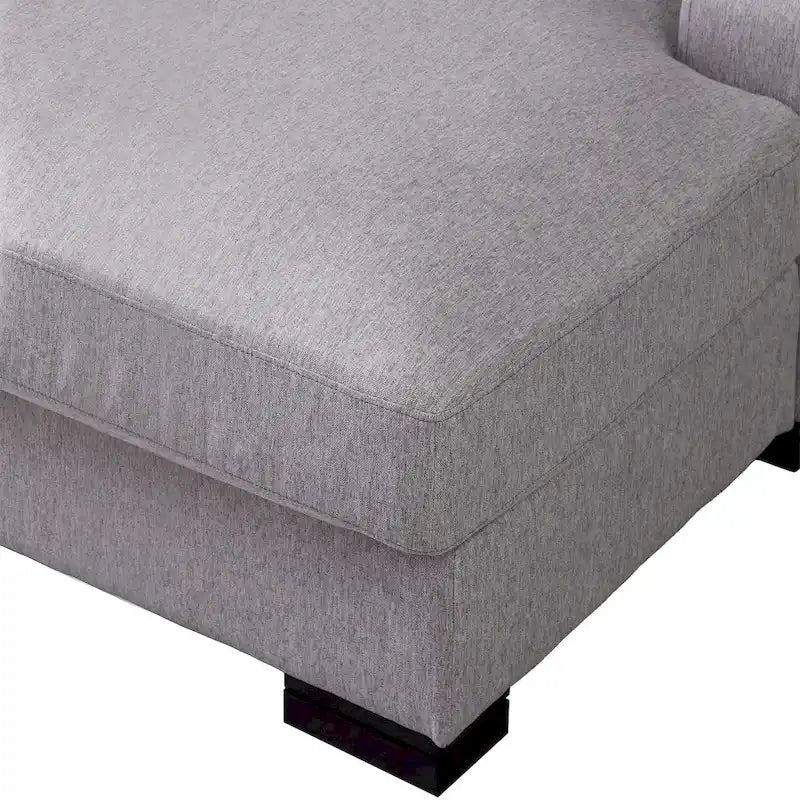 Chaise longue tapizada moderna con brazos acolchados y patas de madera