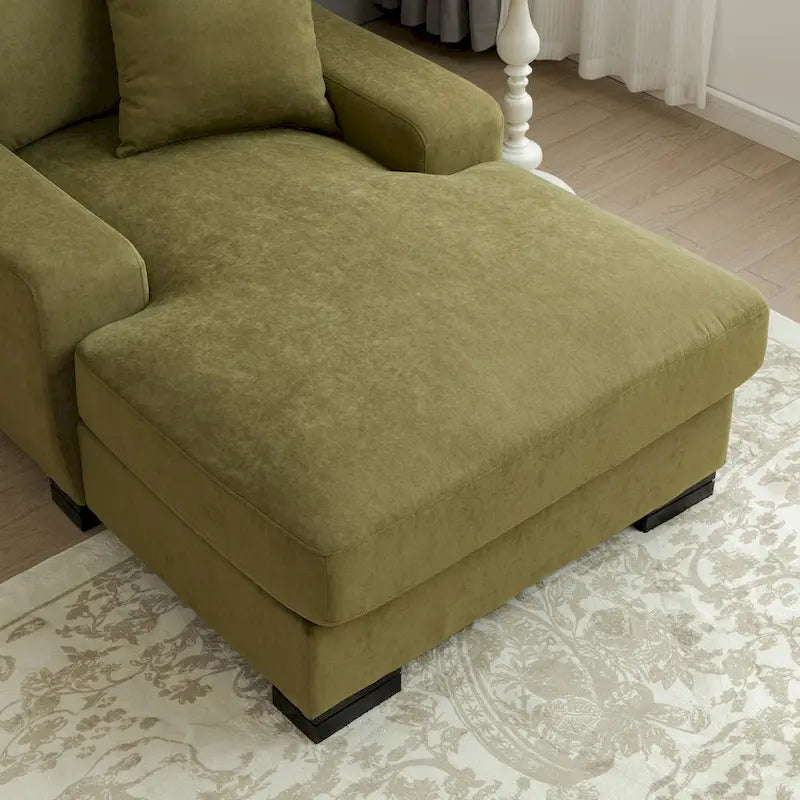 Chaise longue tapizada moderna con brazos acolchados y patas de madera