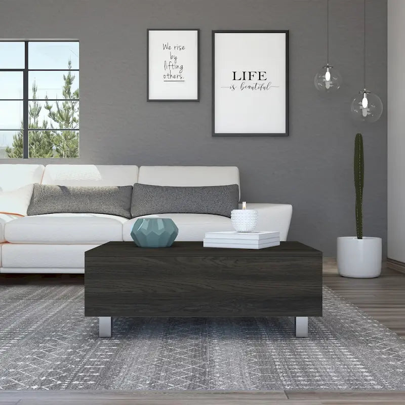 FM Furniture Boston Lift Top Coffee Table with Hidden Storage Compartment