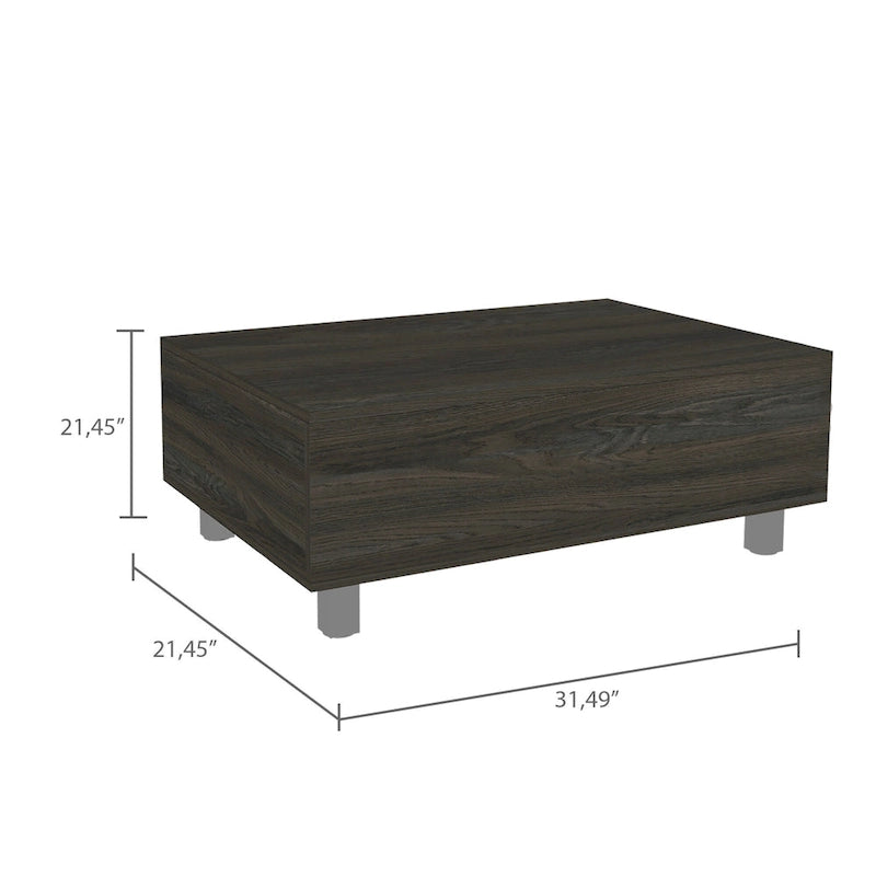 Mesa de centro rectangular moderna con tablero elevable y compartimento de almacenamiento oculto