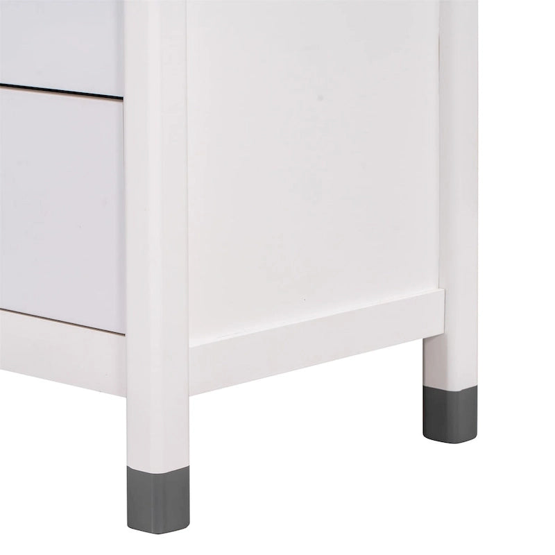 Cómoda moderna de madera para dormitorio con seis cajones y tiradores redondos