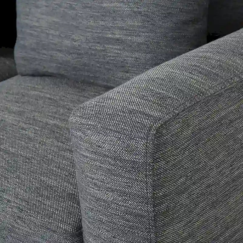 Sofá contemporáneo tapizado de tres plazas con brazos rectos y patas de nogal