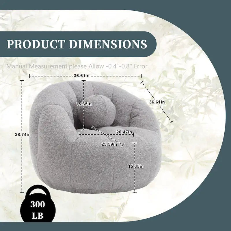 Sillón tipo puf redondo tapizado, de textura suave, para leer
