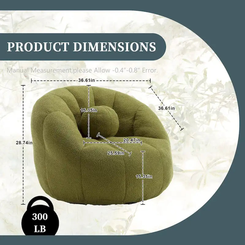 Sillón tipo puf redondo tapizado, de textura suave, para leer