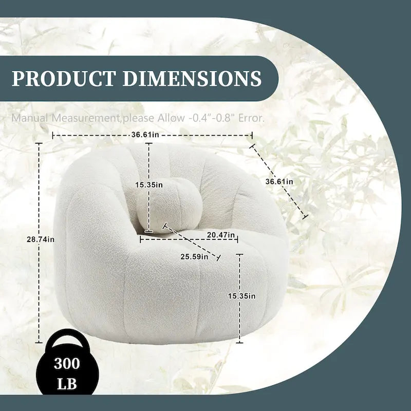 Sillón tipo puf redondo tapizado, de textura suave, para leer