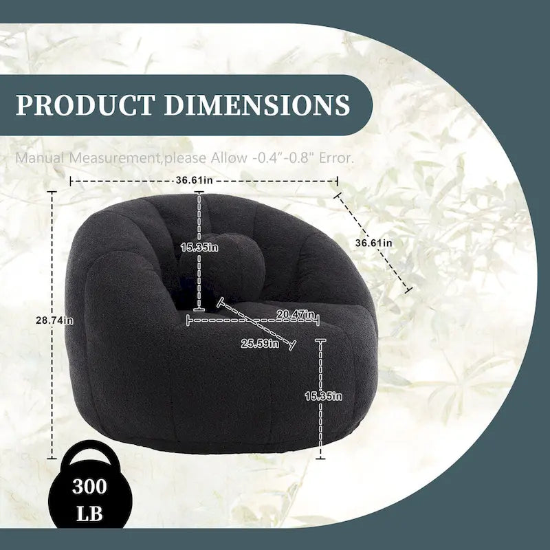 Sillón tipo puf redondo tapizado, de textura suave, para leer