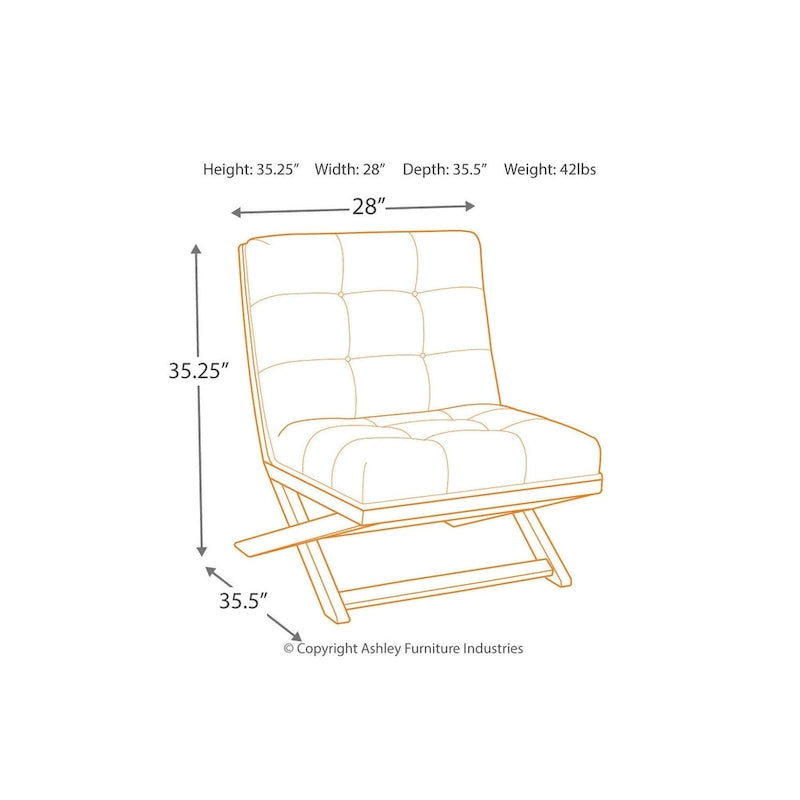 Sillón decorativo marrón de cuero sintético capitoné, sin brazos, con base metálica