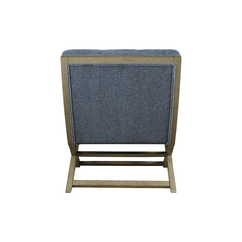 Sillón decorativo marrón de cuero sintético capitoné, sin brazos, con base metálica