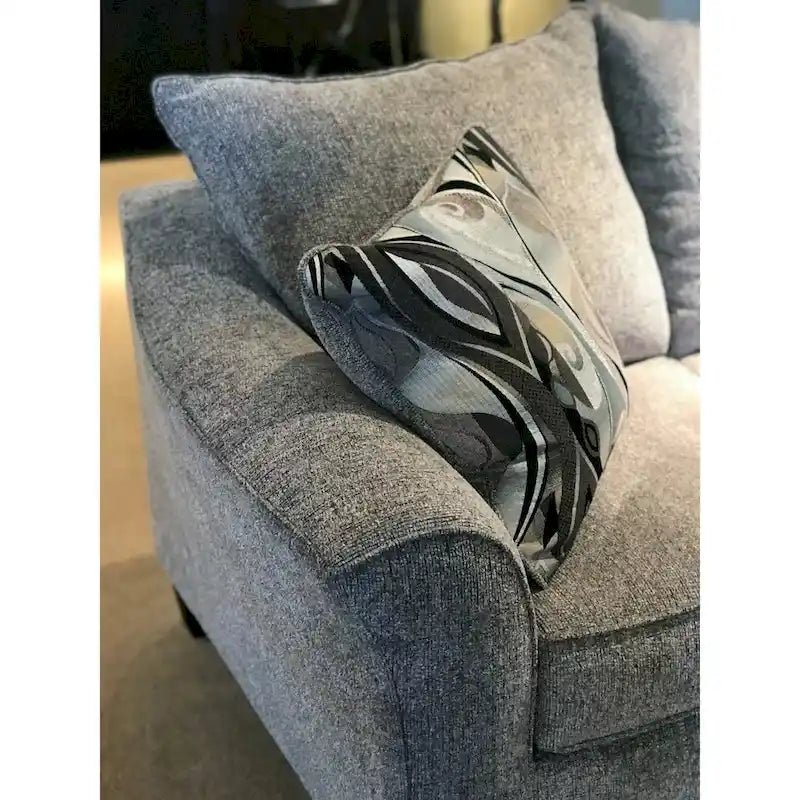 Textured Fabric Loveseat with Rolled Arms and Plush Pillow Back