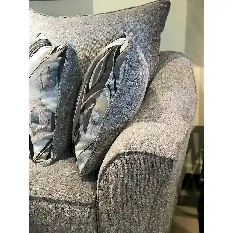 Textured Fabric Loveseat with Rolled Arms and Plush Pillow Back