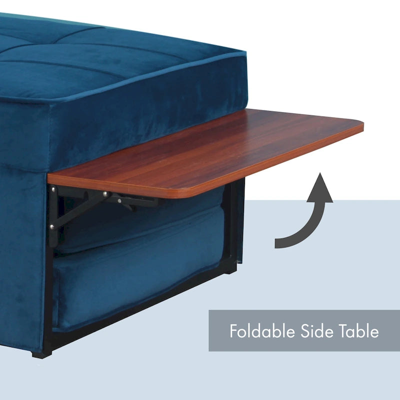 Puf otomano rectangular tapizado en franela capitoné, en azul marino o rosa empolvado