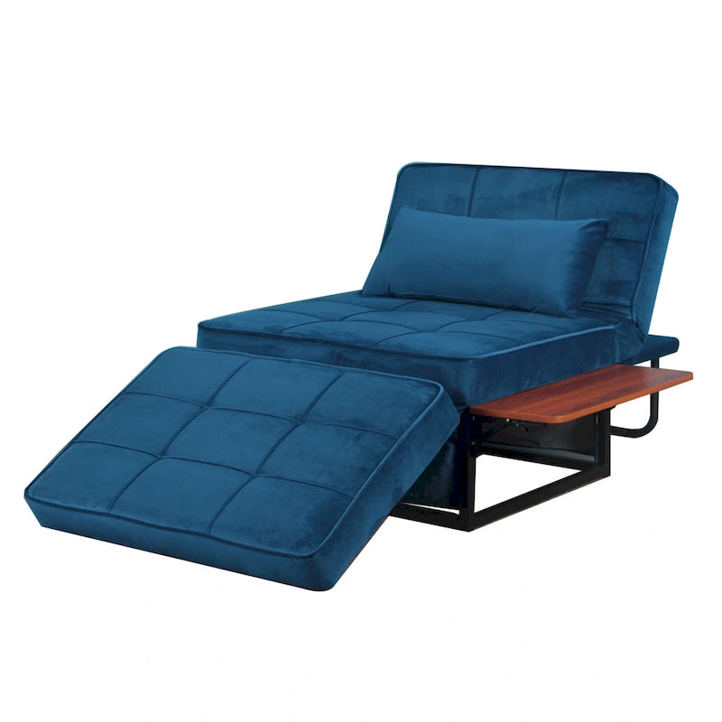 Pouf rectangulaire rembourré en flanellette capitonnée, bleu marine ou rose poudré