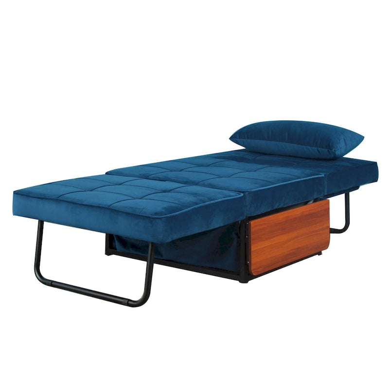 Pouf rectangulaire rembourré en flanellette capitonnée, bleu marine ou rose poudré