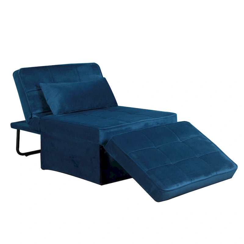 Pouf rectangulaire rembourré en flanellette capitonnée, bleu marine ou rose poudré