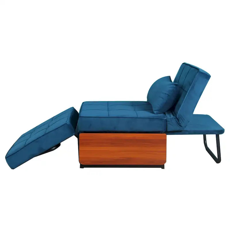 Pouf rectangulaire rembourré en flanellette capitonnée, bleu marine ou rose poudré