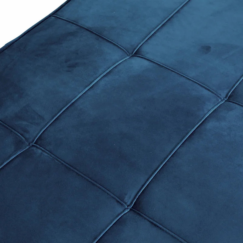 Pouf rectangulaire rembourré en flanellette capitonnée, bleu marine ou rose poudré