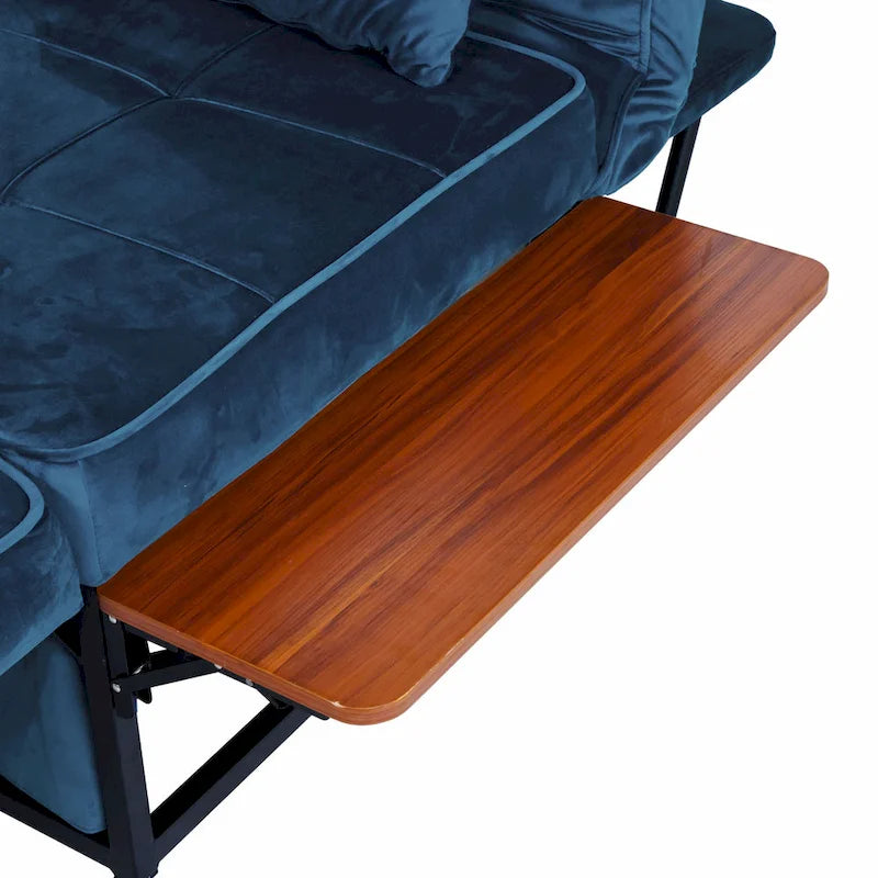 Pouf rectangulaire rembourré en flanellette capitonnée, bleu marine ou rose poudré