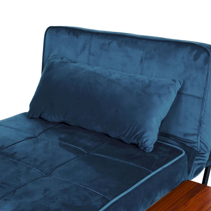 Pouf rectangulaire rembourré en flanellette capitonnée, bleu marine ou rose poudré