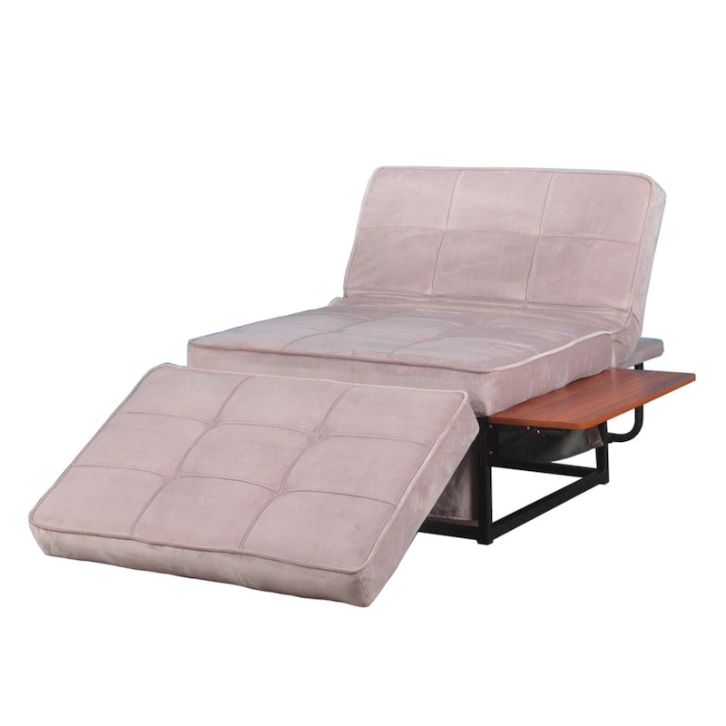 Pouf rectangulaire rembourré en flanellette capitonnée, bleu marine ou rose poudré