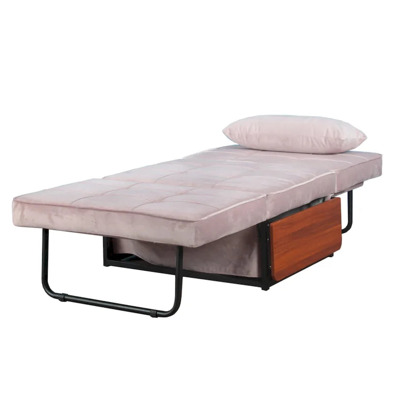 Pouf rectangulaire rembourré en flanellette capitonnée, bleu marine ou rose poudré