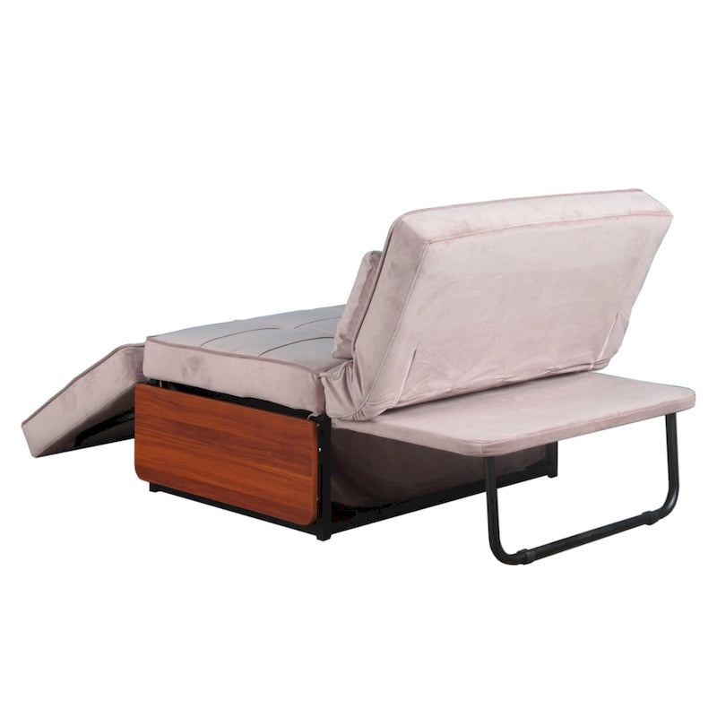 Pouf rectangulaire rembourré en flanellette capitonnée, bleu marine ou rose poudré