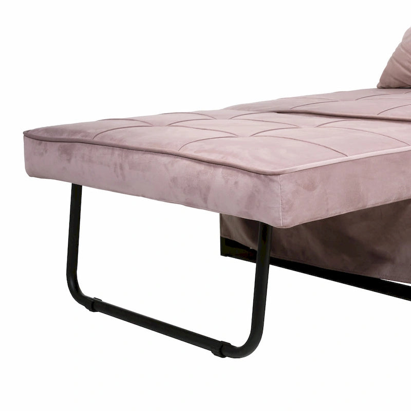 Pouf rectangulaire rembourré en flanellette capitonnée, bleu marine ou rose poudré