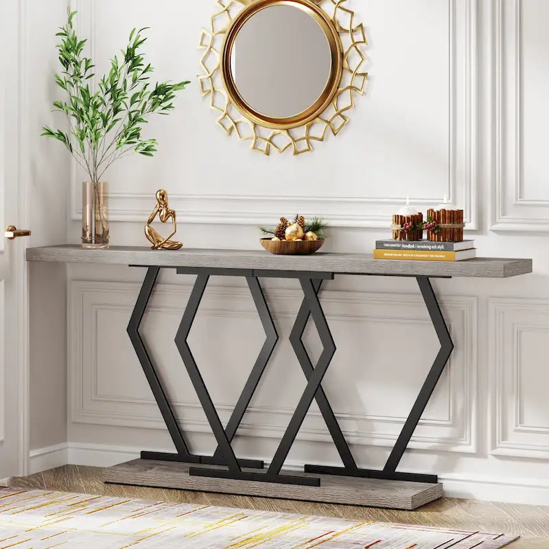 Mesa consola extralarga moderna para sofá de 70.9 pulgadas, con base de imitación de mármol, estructura dorada, para sala, entrada o pasillo