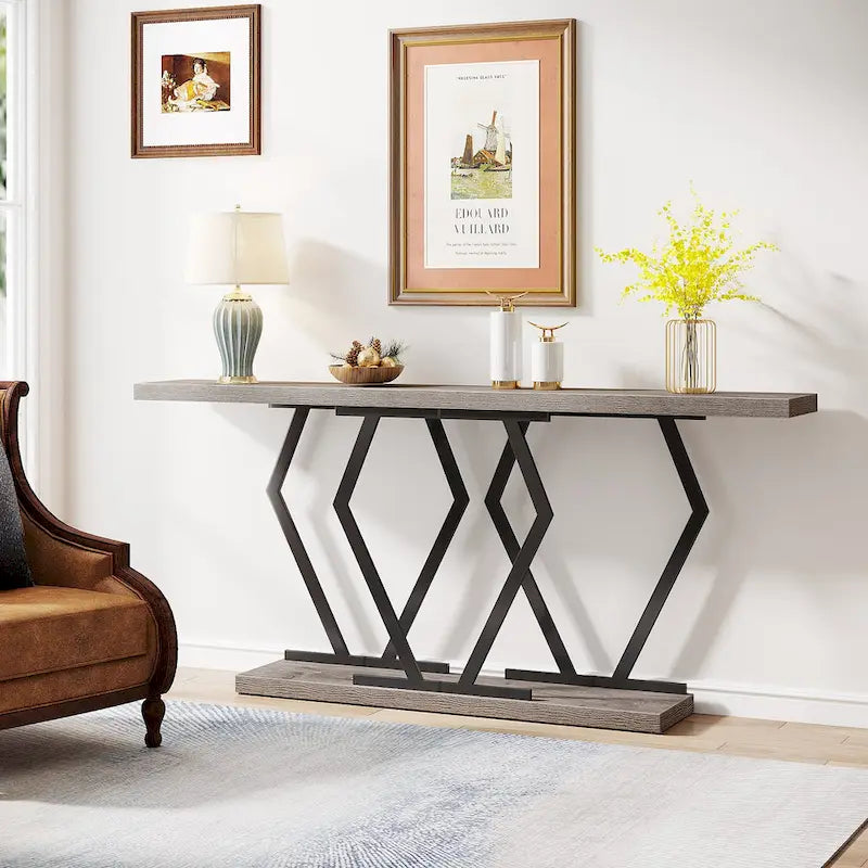 Mesa consola extralarga moderna para sofá de 70.9 pulgadas, con base de imitación de mármol, estructura dorada, para sala, entrada o pasillo