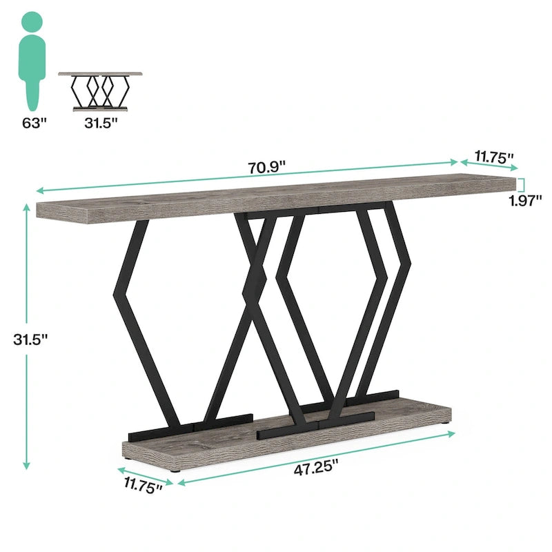 Mesa consola extralarga moderna para sofá de 70.9 pulgadas, con base de imitación de mármol, estructura dorada, para sala, entrada o pasillo