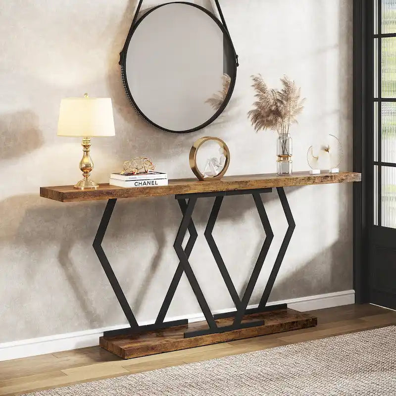 Mesa consola extralarga moderna para sofá de 70.9 pulgadas, con base de imitación de mármol, estructura dorada, para sala, entrada o pasillo