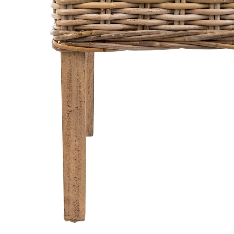 Silla de comedor costera de ratán tejido con respaldo alto contorneado