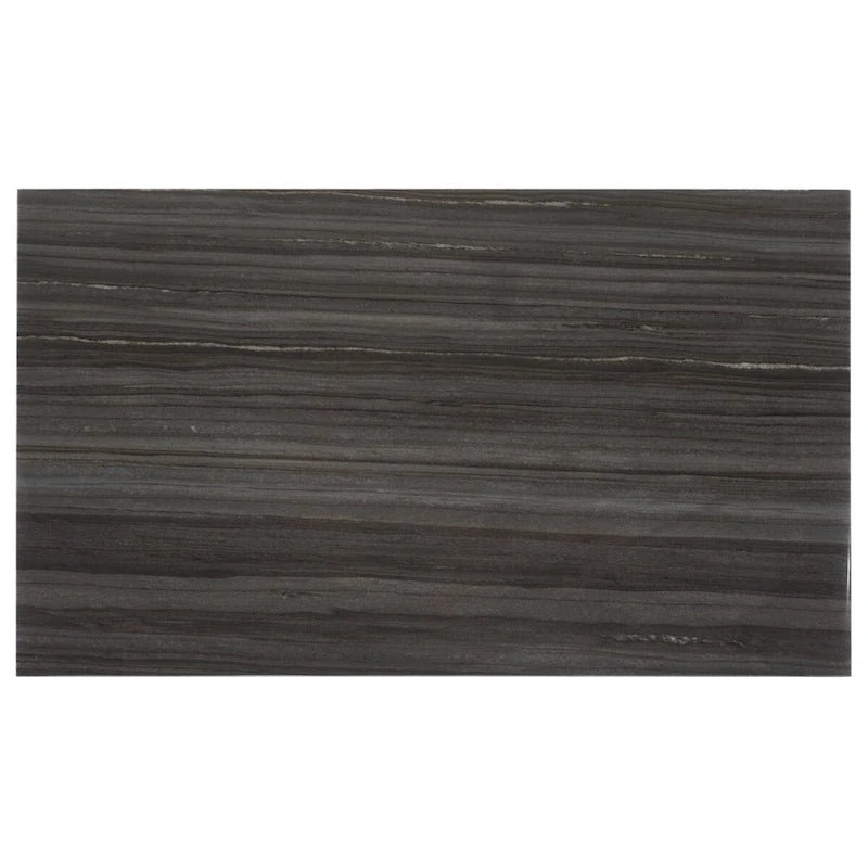 Mesa auxiliar rectangular moderna de mármol con estante de almacenamiento de metal negro