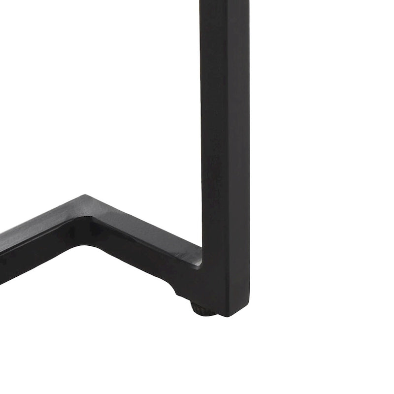 Mesa auxiliar rectangular moderna de mármol con estante de almacenamiento de metal negro
