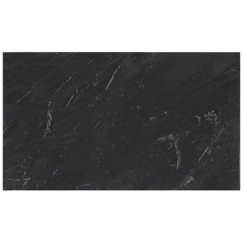 Mesa auxiliar rectangular moderna de mármol con estante de almacenamiento de metal negro