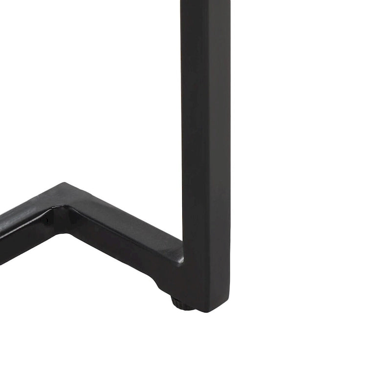 Mesa auxiliar rectangular moderna de mármol con estante de almacenamiento de metal negro