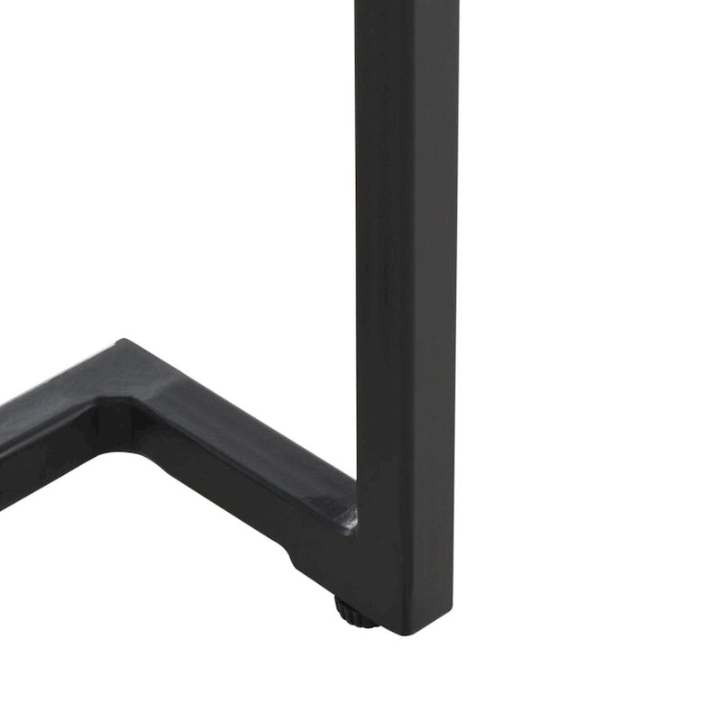 Mesa auxiliar rectangular moderna de mármol con estante de almacenamiento de metal negro