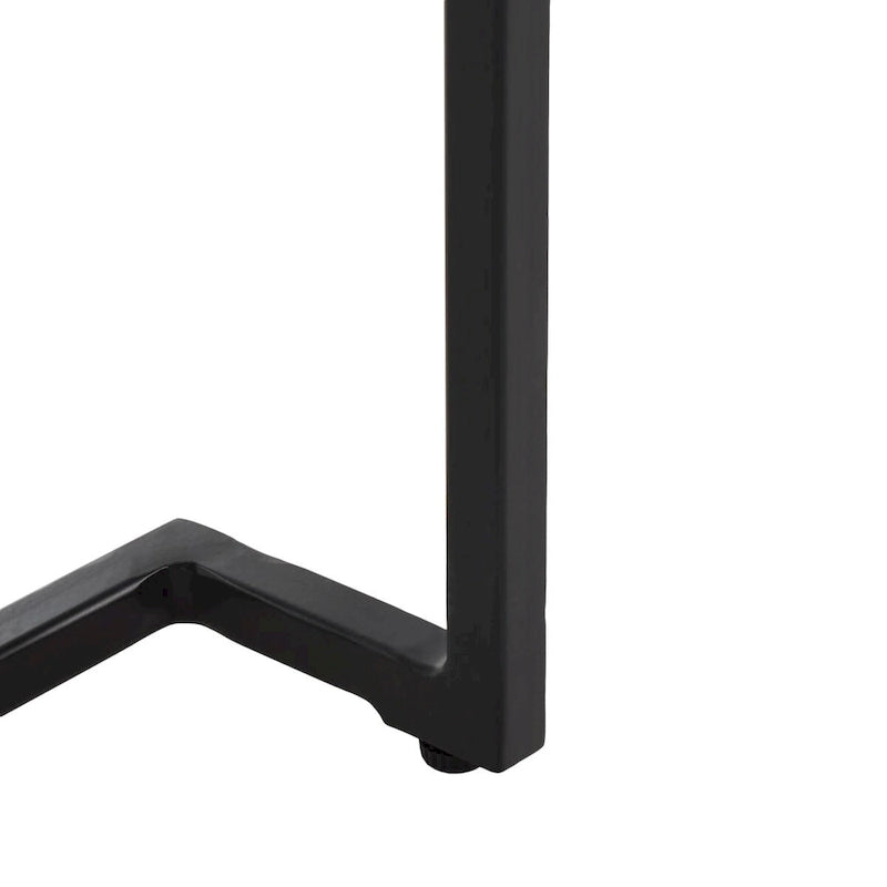 Mesa auxiliar rectangular moderna de mármol con estante de almacenamiento de metal negro