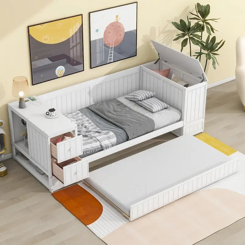 Lit de repos une place avec accoudoirs de rangement