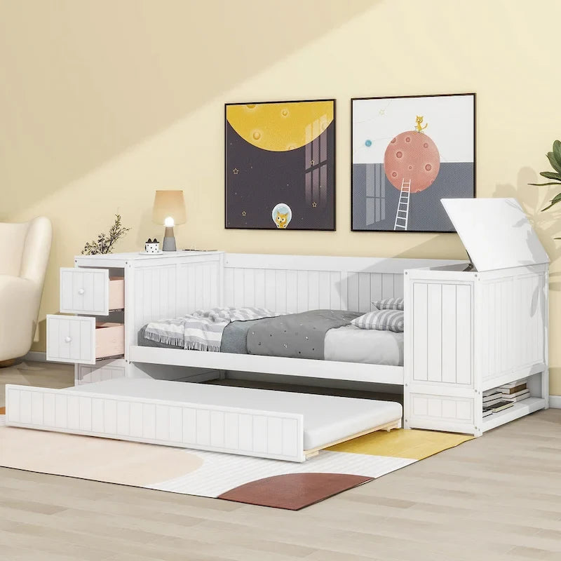 Lit de repos une place avec accoudoirs de rangement