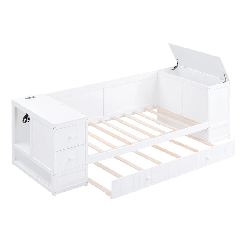 Lit de repos une place avec accoudoirs de rangement