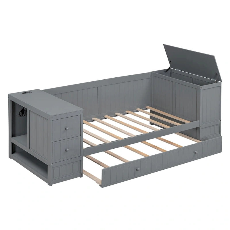 Lit de repos une place avec accoudoirs de rangement
