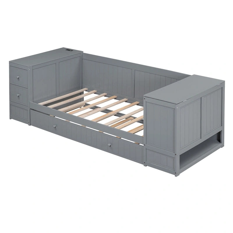 Lit de repos une place avec accoudoirs de rangement