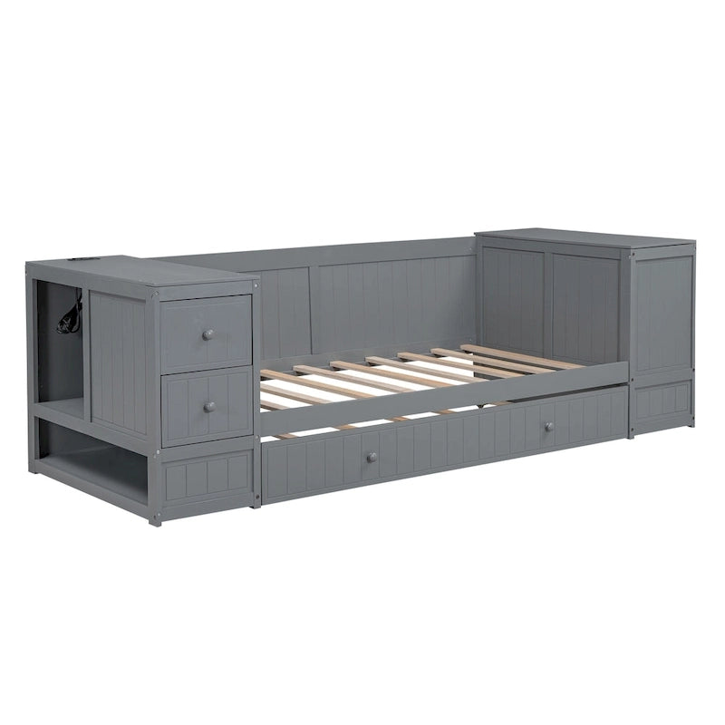 Lit de repos une place avec accoudoirs de rangement