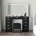 Modern Makeup Vanity Desk with LED Mirror and Eleven Drawers