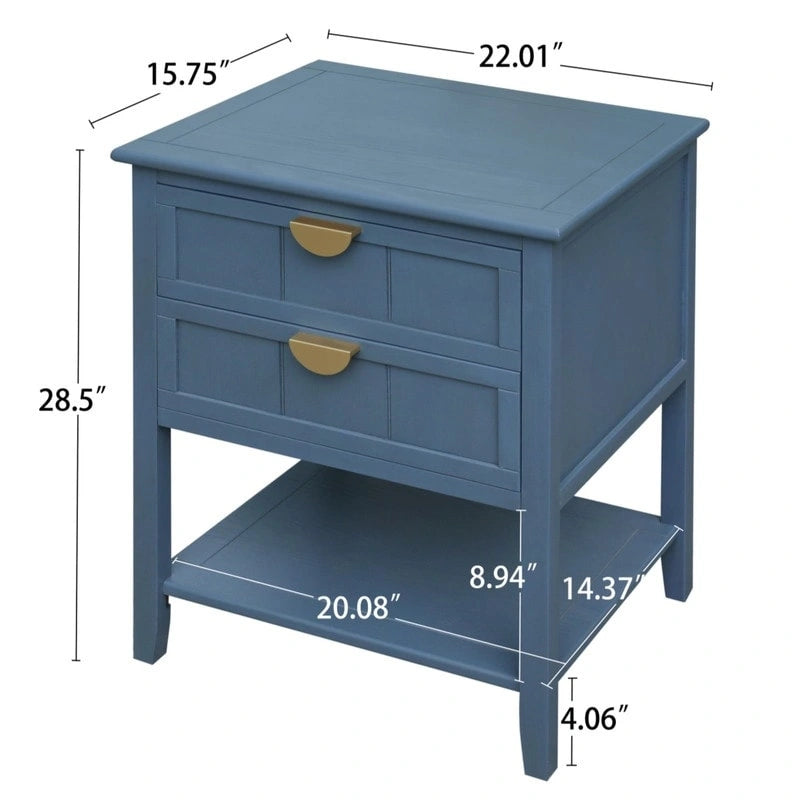 Mesa auxiliar de estilo americano con 2 cajones