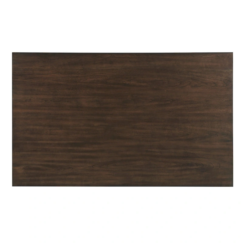 Mesa de comedor rectangular de madera color cerezo marrón de estilo transicional con cajones de almacenamiento